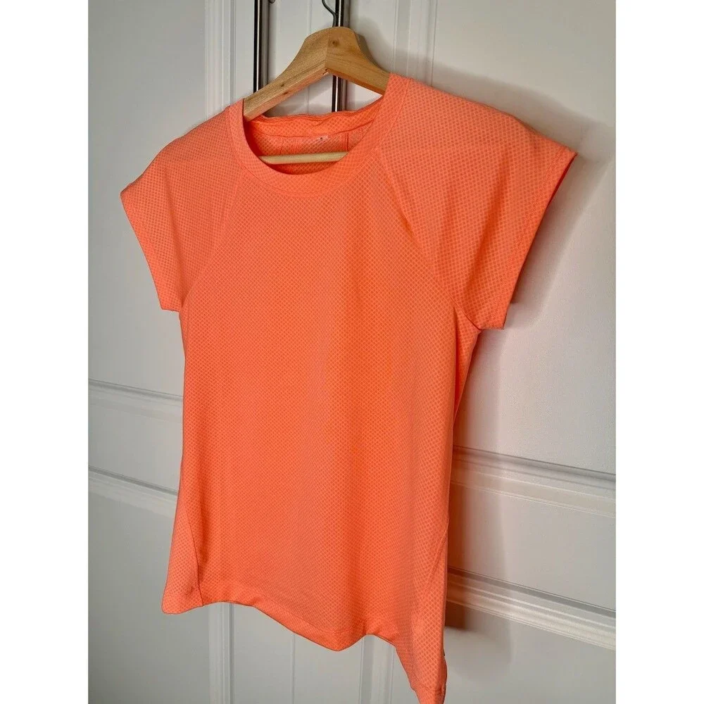 Athleta Allyson Felix Legend Fitted Tee Coral Running Shirt UPF 50+ Womens S/XS